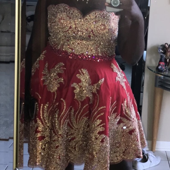 red and gold homecoming dresses
